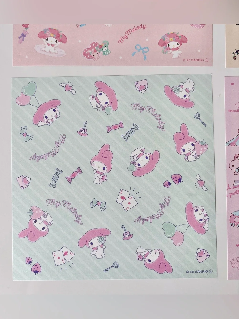 Sanrio My Melody Pastel Origami Sheet Set - 4 Designs Pink,Cream,Mint,Light Blue